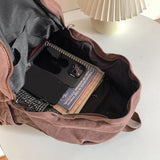 AFGWK Vintage Canvas Backpack for Women - Grunge Hippie Cute Boho School Backpack - Casual Y2K Aesthetic - Coffee