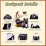 Rolling Backpack for Girls 3PCS Kids Backpack Set Cute Trolley Bags for Elementary Middle High School Wheeled Bookbags