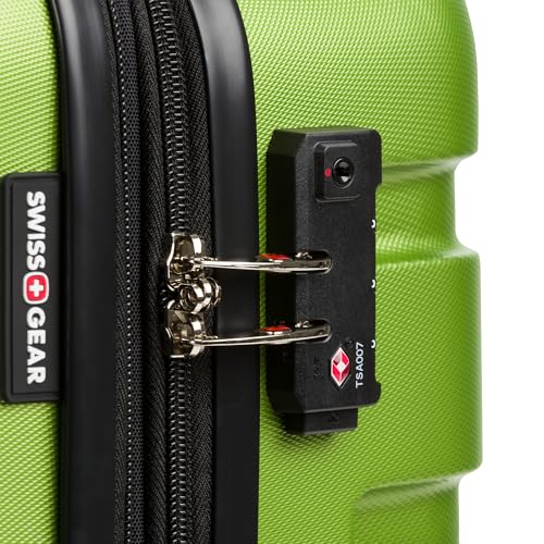 SwissGear 7366 Signature Hardside Expandable Luggage with Spinner Wheels, TSA Lock, Green, Checked-Medium 23-Inch