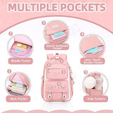 PIG PIG GIRL Girls Backpack, Kids Backpack for Girls with Anti-theft Back Pocket, Lightweight School Bookpack, Watrer Resistant, Bookbag for Elementary Primary School, Pink