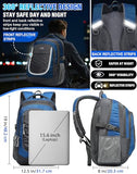 ProEtrade Backpack Bookbag for College Sturdy Travel Business Hiking Fit Laptop Up to 15.6 Inch Multi Compartment Gifts for Men Women Night Light Reflective (Blue)