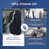 LAZYSEAL Garment Bag for Closet Storage and Travel 43-Inch Waterproof Dustproof Suit Luggage Bag Unisex Clothes Bag Durable 600D Oxford Fabric 2-in-1 Hanging Suit case Coat Bag for Man, Woman