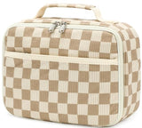 Bluboon Kids Girls Lunch Bag Insulated Lunch Box for school Corduroy Lunch Cooler Organizer School Kids Lunch Tote (Corduroy checkered brown)