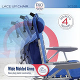 Rio Brands ASC529-46-1 4-Position Backpack Lace-Up Suspension Folding Beach Chair 44.7" x 25.5" x 26.5" Light Blue