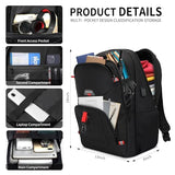 Black Backpack for Men, Travel backpack with USB charging port, School Backpack for Boys Teens, Book Bag, Water Resistant Bookbag, Business Work Travel Mochilas escolares para adolescentes