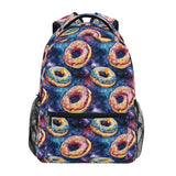 YMGQYJ Kids Travel Backpack Watercolor Donut Print for Boys Girls, Large Capacity Bookbag for Elementary High School Students M