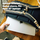 Topo Designs Commuter Backpack, Rugged and Durable Recycled Nylon Fabrics, 25L Capacity, Moulded Back Panel, External Access Laptop Sleeve (Black/Neutral)