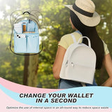 Dansydaisy 11 x 7.8 x 4.7 Inch Mini Backpack Organizer Insert Waterproof Purse Insert Nylon Bag Organizer with Many Pockets for Men and Women, Fits Small Backpacks(Light Blue)