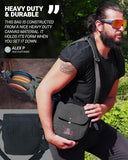 Disc Golf Bag, The ORIGINAL Frisbee Golf Bag, 16oz Waxed Canvas Lightweight Sling, Fits 8-10 Discs, Water Bottle Holder, Belt Loop, Magnetic Double Button Closure (Grey)