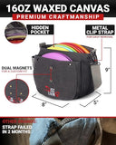 Disc Golf Bag, The ORIGINAL Frisbee Golf Bag, 16oz Waxed Canvas Lightweight Sling, Fits 8-10 Discs, Water Bottle Holder, Belt Loop, Magnetic Double Button Closure (Grey)