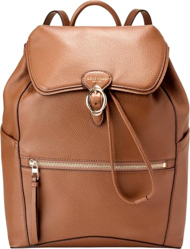 Cole Haan Women's Alexandria Flap Medium Backpack, New Caramel