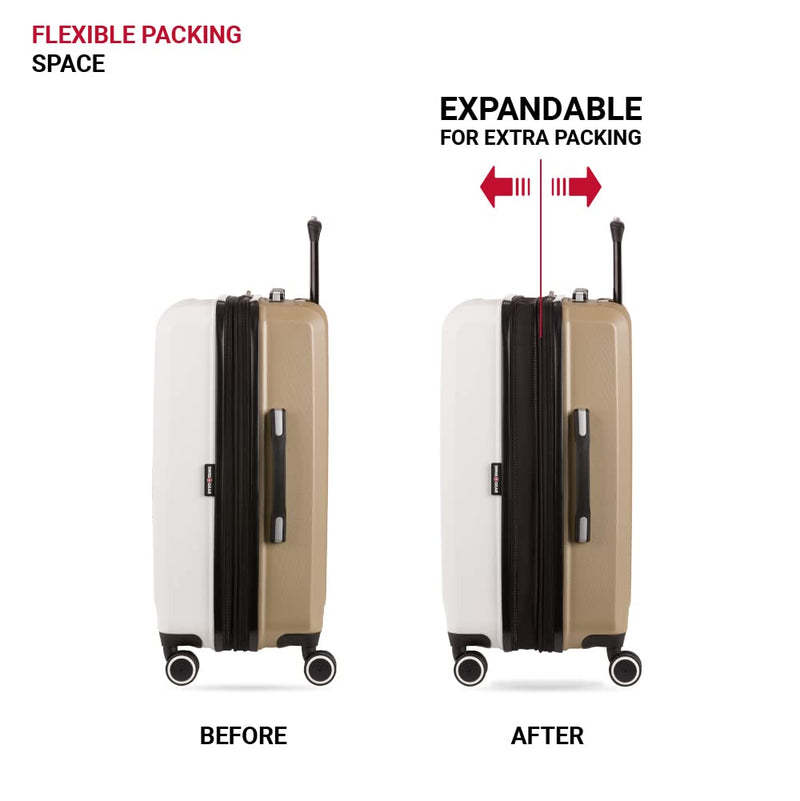 SwissGear Duet Expandable Luggage, Hard Shell Medium Luggage with Spinner Wheels