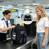 QIXIHU Mesh Backpack for School, Heavy Duty Large Capacity Bookbag, Breathable See Through Clear Beach Bag with Detachable Coin Purse for Kids, Girls, Boys, Net Backpack for Sport Gym Travel Pool