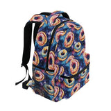 YMGQYJ Kids Travel Backpack Watercolor Donut Print for Boys Girls, Large Capacity Bookbag for Elementary High School Students M