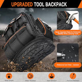 LOKASS Tool Backpack Heavy Duty with Molded Bottom, 1680D 56-Pocket Tool Bag Organizer with Laptop Compartment & Combination Lock, Durable Water-Resistant Electrician & HVAC Tool Backpack - Black