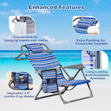 DIAMONDFORGE Lightweight Portable Beach Chair for Adults, 350 LBS Capacity Backpack Beach Chair, Reclining Beach Chair with 5-Position Lay Flat, Large Cup Holder for Beach Camping Sports, 1 Pack