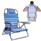 DIAMONDFORGE Lightweight Portable Beach Chair for Adults, 350 LBS Capacity Backpack Beach Chair, Reclining Beach Chair with 5-Position Lay Flat, Large Cup Holder for Beach Camping Sports, 1 Pack