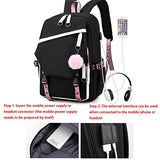 CUSALBOY Fashion Trend Backpack Anime Cosplay Laptop Backpack With USB and Cute Cartoon Pattern (black) (black 1)