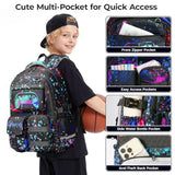 WOBAGMEN Cute Gaming Backpack for Teen Boys Girls, Large Capacity Multi-Pocket School Bag Fits 15.6" Laptop, Lightweight Durable Daypack for School and Travel (Gaming, M)