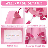 VASCHY Dinosaur Toddler Backpack with Leash, Ultra Lightweight Tiny Mini Little Daycare Backpack Girls Pink