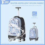 NEW TILAMI 19 Inch Rolling Backpack 360°rotating Universal Wheel, Large Organizer Compartments, Adjustable Handle, Carry on for School Students Business Travel, Ice-blue Rhombus Shadows