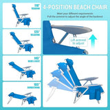 #WEJOY Beach Chair for Adults, Reclining Adjustable Position, Lay Flat Lightweight Folding Portable Aluminum Chair with Backpack Straps,Padded headrest, Heavy Duty 400 lbs Lawn Chair for Beach, Sand