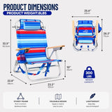 Backpack Beach Chairs for Adults Capacity 300 LBS Low 5 Position Beach Chair with Pouch Straps Folding Lightweight Reclining Aluminum Wide Lay Flat Single