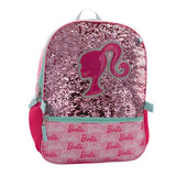 AI ACCESSORY INNOVATIONS Barbie 4 Piece Backpack Set, Sparkle & Shine with this Magic Flip Sequin School Bag for Girls with Zip Front Pocket, Pink