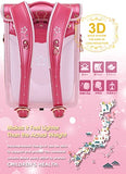 IwaiLoft Ransel Randoseru Backpack Automatic Satchel Japanese School Bag Cherry Blossom Sakura Embroidery PU Bookbag for Girls (Rose)