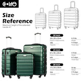 Coolife Luggage 3 Piece Set, Lightweight Durable Hardshell Suitcase set with 360° Spinner Wheels, TSA-approved Lock, Checked Family Travel Luggage sets, 20/24/28 Inch, Dark Green