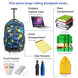 J World Sundance Laptop Rolling Backpack for Girls Boys. Roller Bookbag with Wheels, 20 Inch, Cubes