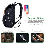 Modoker Eco-Friendly Mens Canvas Vintage Backpack for Men,Women, Travel Laptop Backpack Fits 17/15.6 Inch Computer & Tablet, Large Bookbag Rucksack Backpack with USB Charging Port, Black