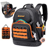 AUROPEAK 96-Pocket Hvac Tool Backpack Heavy Duty, Electrician Tool Bag Backpack for Men Women, Hvac Tool Bag Organizer, Large Tool Backpack with Laptop Compartment & Molded Base for Construction