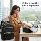 Jetviivid Lunch Backpack, 15.6 Inch Laptop Backpack with Insulated Cooler Lunch box, Womens Work Backpack for Business Teacher Nurse Travel Commuter College Daily, Black