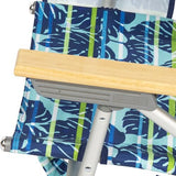 Tommy Bahama 2-Pack 4-Position Extended 12.8" seat Height Easy in-Easy Out Folding Backpack Beach Chair, Blue Tropical Leaves