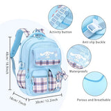 Roffatide Anime Kawaii School Backpack for Girls Boys with 21Pcs Accessories Cartoon Students Aesthetic New Semester Gifts Laptop Backpack with Cute Pins, Anti-Theft, ID Badge Holder