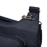 Baggallini Securtex Anti-Theft Crossover Crossbody Bag for Travel 11”W x 8.5”H, RFID, Built-in Wallet, Locking Zippers