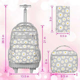 AGSDON Rolling Backpack for Girls, Women Roller Wheels Bookbag, Laptop Daisy Wheeled School Bag with Wheels for Teens