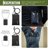 MAXPEDITION Platy Pocket Organizer, Durable EDC Tool Pouch for Men, Neck Wallet with Paracord Lanyard, Holds Flashlight, Multitool, Pen, Notebook (Black, 5" x 7")