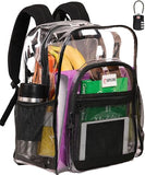 SHYLERO Clear Backpack Heavy Duty XL - H18''xW14''xD8. Has TSA Lock - Black