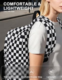 VASCHY Corduroy Backpack for School, Lightweight School Bag for Elementary, Middle & High School, Teen Bookbag, Casual Travel Daypack Black White Checkered