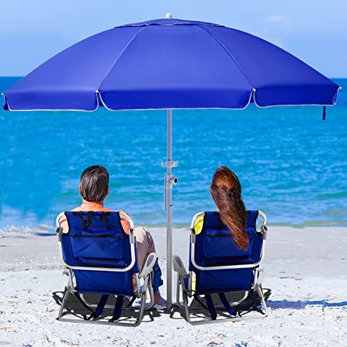 Canpsky Portable Beach Chair for Adults, 4 Position Backpack Folding Camping Chairs for Outdoor, Beach Chairs with Backpack Straps,Blue