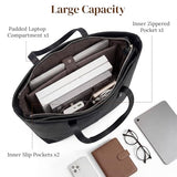 S-ZONE Tote Bag for Women Work Totes Large Vegan Leather Purses and Handbags Women's Shoulder Bag with Luggage Strap for Travel Commuting Office Teacher Black