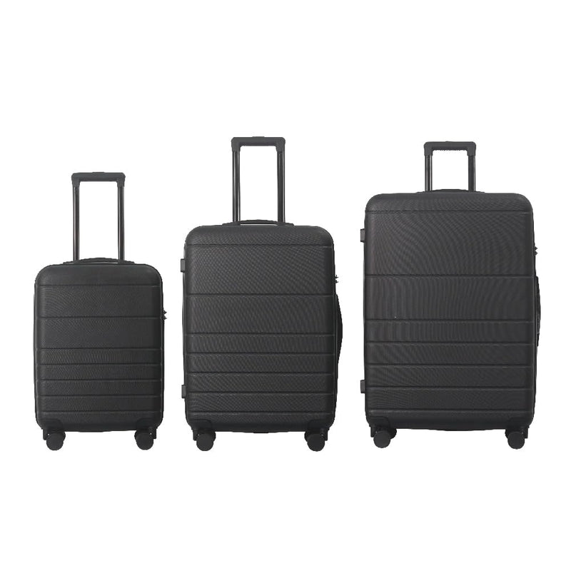 Gecheer ABS Hardshell Luggage Set 3-Piece Spinner Suitcases with TSA Lock – 20 Inch, 24 Inch, 28 Inch Carry-On and Checked Luggage in Black