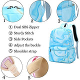 LOIDOU Backpack for Teen Girls Bookbags School Backpack with Lunch Box and Pencil Case 3 in 1 School Bags Set (Marble Blue)