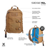 Vertx Siege 15L Tactical Sling - Lightweight 330D Nylon CCW Bag, Water-Resistant, with 500D MOLLE, and Ambidextrous Design, Wolf Grey