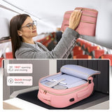 DEVPNR Rolling Backpack for Women, Travel Backpack with Wheels, Sweet Pink