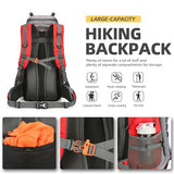 King'sGuard 60L Hiking Backpack for Men and Women Lightweight Camping Hiking Backpack with Rain Cover Large Waterproof Travel Backpack Backpacking Pack (Red)