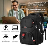 Black Backpack for Men, Travel backpack with USB charging port, School Backpack for Boys Teens, Book Bag, Water Resistant Bookbag, Business Work Travel Mochilas escolares para adolescentes