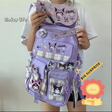 Vivixilan Kawaii Backpack with 22Pcs Accessories Anime Cartoon Anti-Theft Travel Aesthetic New Semester Gifts Bag with Cute Pin